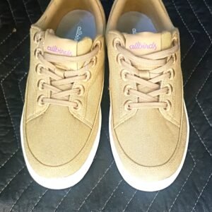 allbirds Tan Low-Top Canvas Sneakers with White Sole
